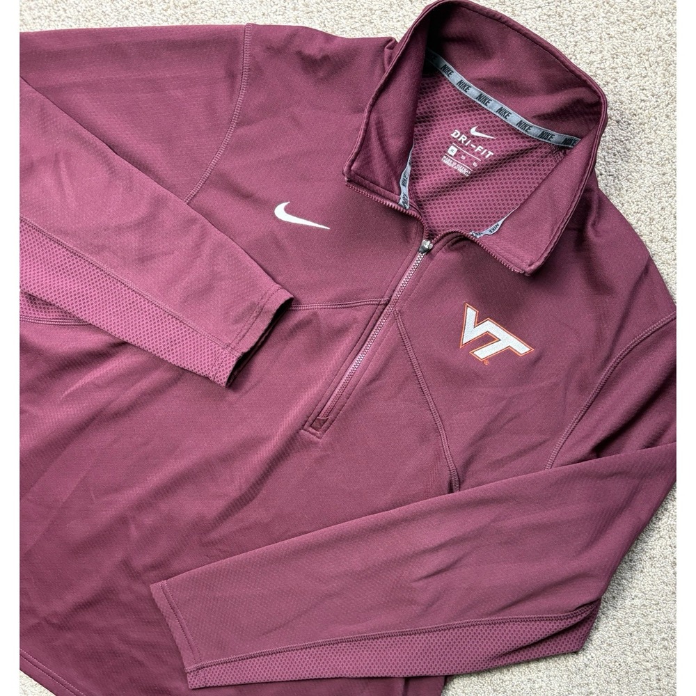 Nike Dri-Fit Virginia Tech Quarter-zip Pullover XL Maroon Embroidered College